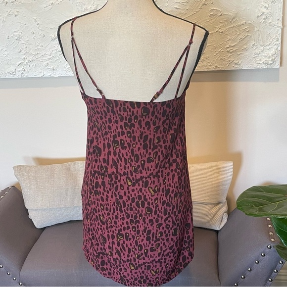 & Other Stories Womens Button Front Mini Dress Maroon Animal Leopard Print Sz 2 - Picture 2 of 7